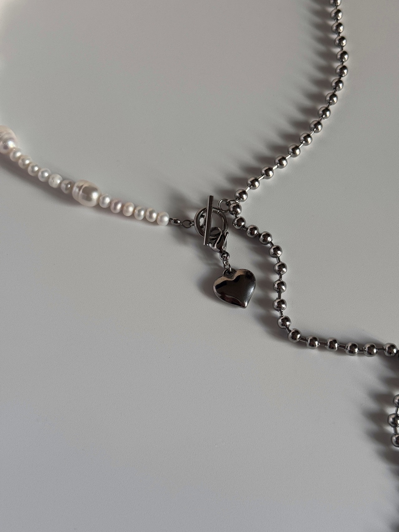 Pearl × Ball Chain Necklace ［SSN031］