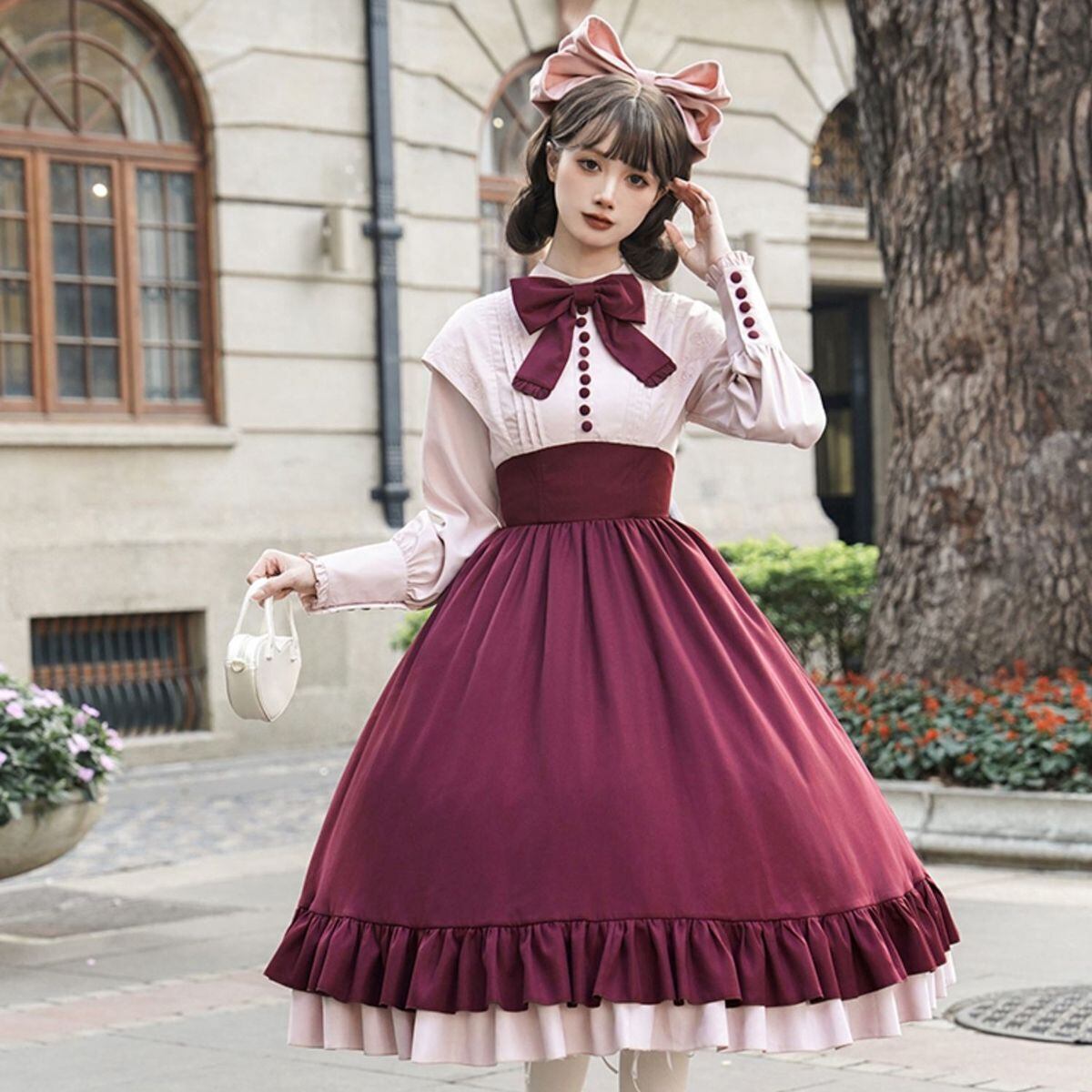 リボン付きワンピース 縮み上がっ 