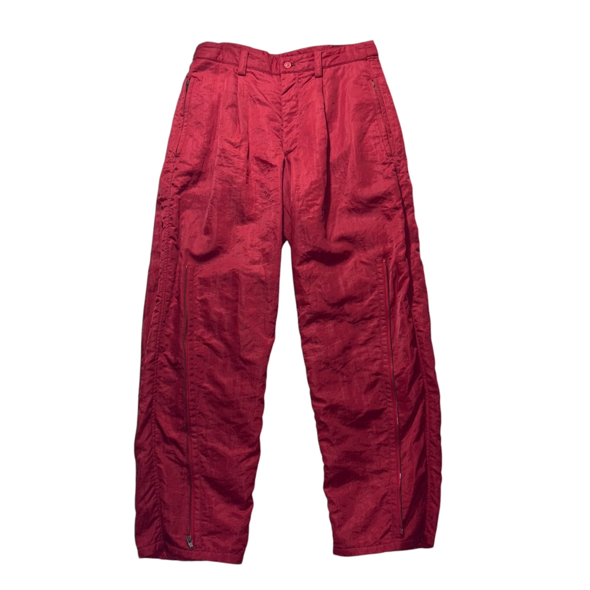 【希少アーカイブ】ISSEY MIYAKE 13AW ジップパンツ サイズ2 archive 1980's ISSEY MIYAKE MEN red nylon zip pants | NOIR ONLINE
