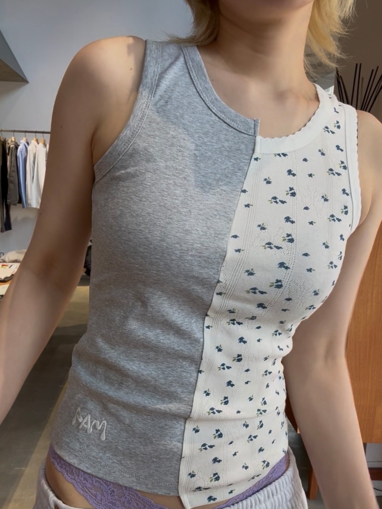 【26SS】P.A.M  Perks And Mini パークスアンドミニ / SMOKE AND MIRRORS SPLIT RACER TANK / タンクトップ - 2