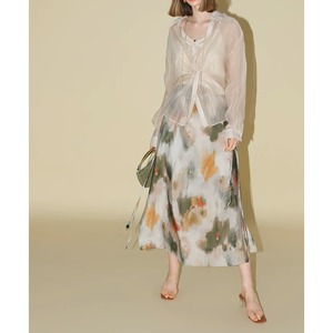 ビーズ飾り付きスマッジスカート W01221