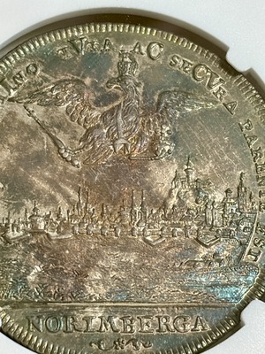 【都市景観コイン】神聖ローマ皇帝カール6世/ニュルンベルクの景観,上空に宝物を戴く鷲