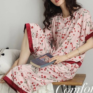 フラワーLadyプリント クロップド丈パンツセットアップ*L-639