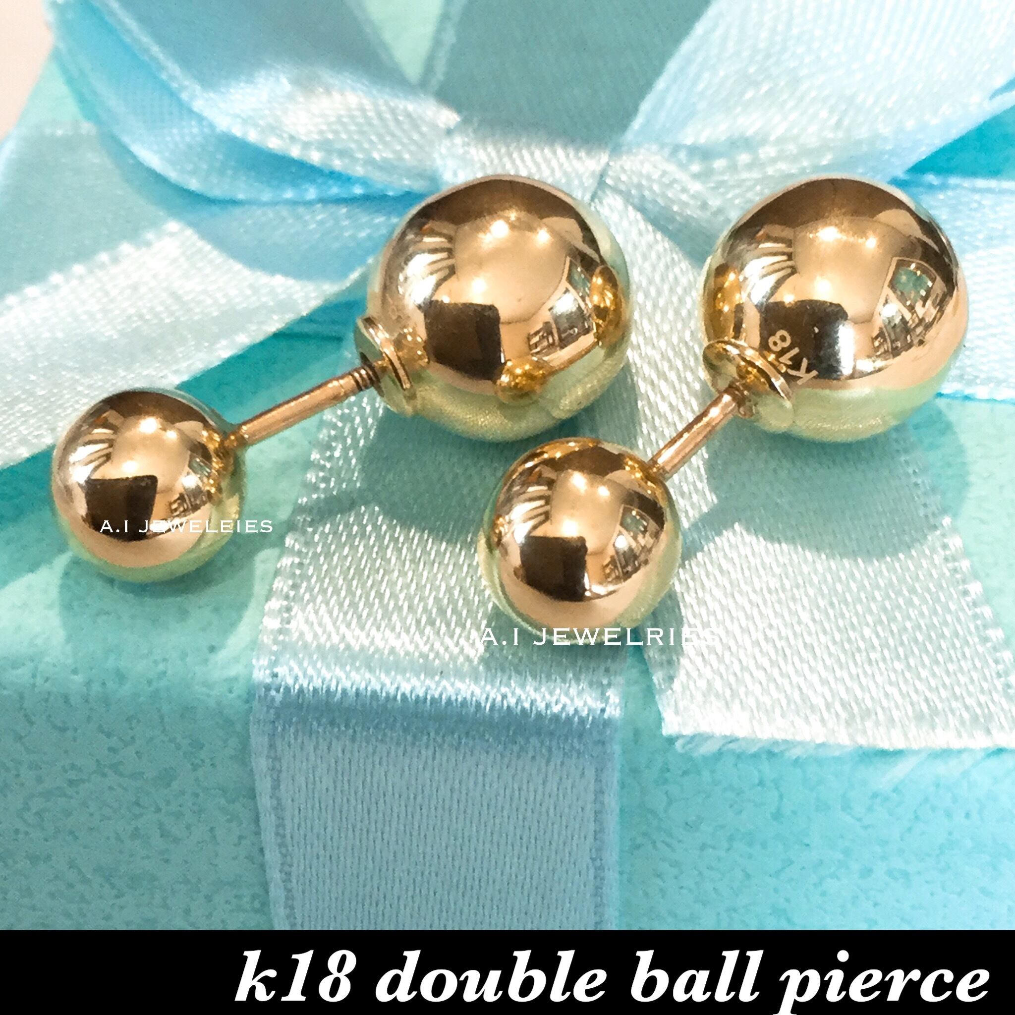 k18 18金 double ball pierce / ダブル ボール ピアス 10mm 15mm | A.I 