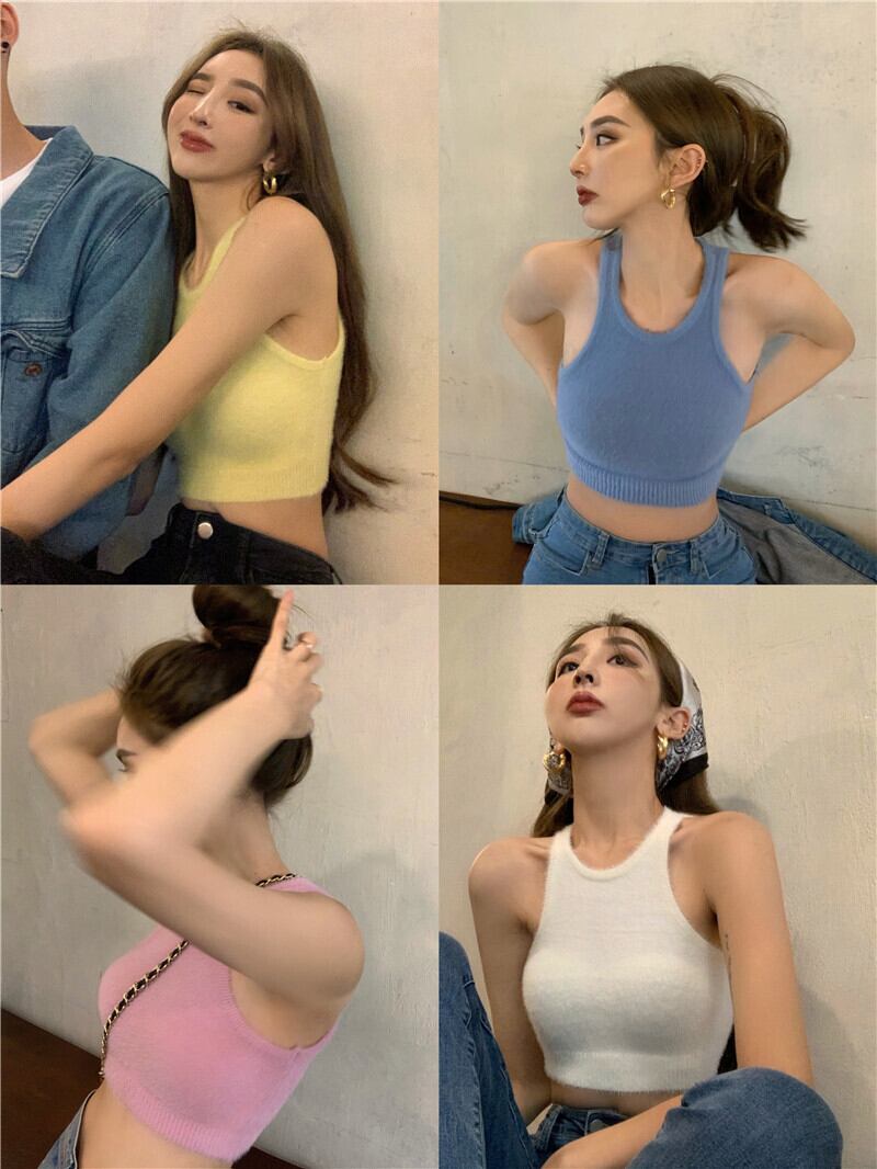 ストレッチニットシャツ ショートクロップドトップス サマー エラスティック 伸縮 夏物 ガールズファッション33416350495