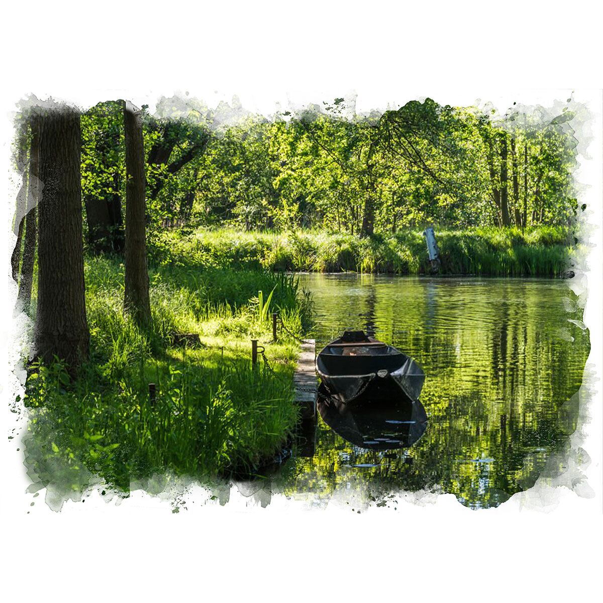 絵画 風景画(街並み) ベルギー ブルージュの運河沿いの風景 インテリア