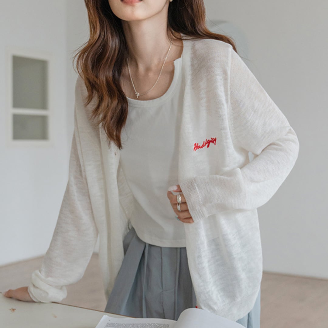 v neck cardigan with embroidery