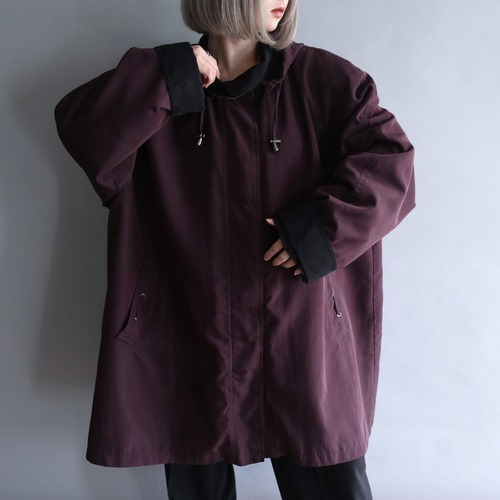 high-neck big jacket coat with liner and hoodie