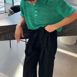 ルーズカラーニットポロシャツ　MT0080438