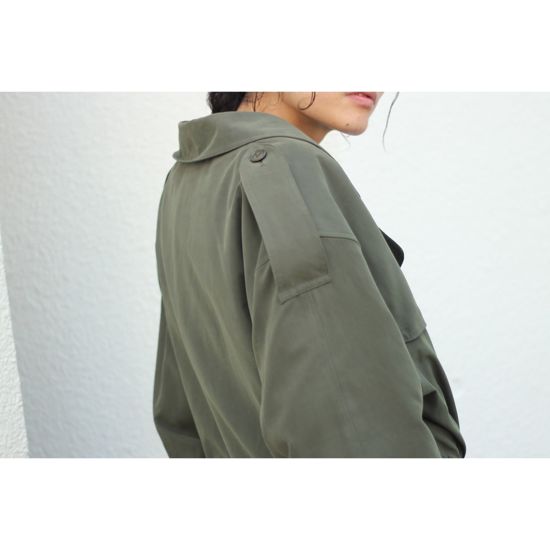 LONDON FOG スムース オリーブグリーン オーバーサイズ トレンチコート