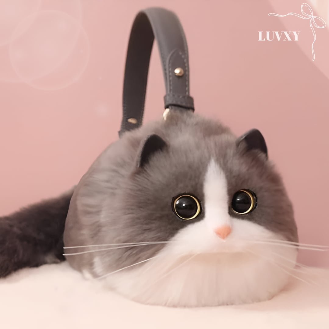 【大きいこ】グレーハチワレキャットバッグ♥LA290