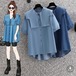 【大きいサイズL-4XL】【春夏新作】ファッショントップス♪ダークブルー/ライトブルー2色展開◆#schmvs-215767