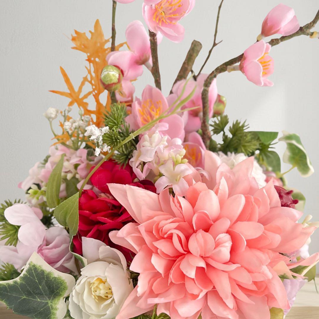 光触媒フラワー 和モダンな正月アレンジ 正月飾り 造花 玄関インテリア