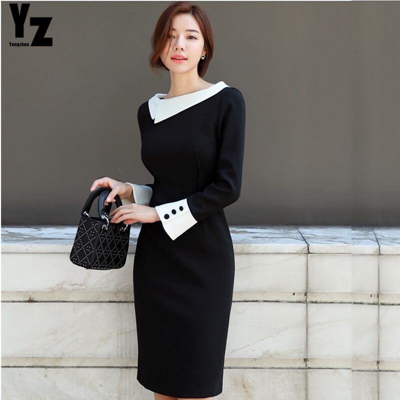 フォーマル ワンピース 長袖 結婚式 二次会 お呼ばれ パーティー 同窓会 ブラック 黒 入学式 入園式 ママ オフィスカジュアル 大きいサイズ F026 Hollys Design