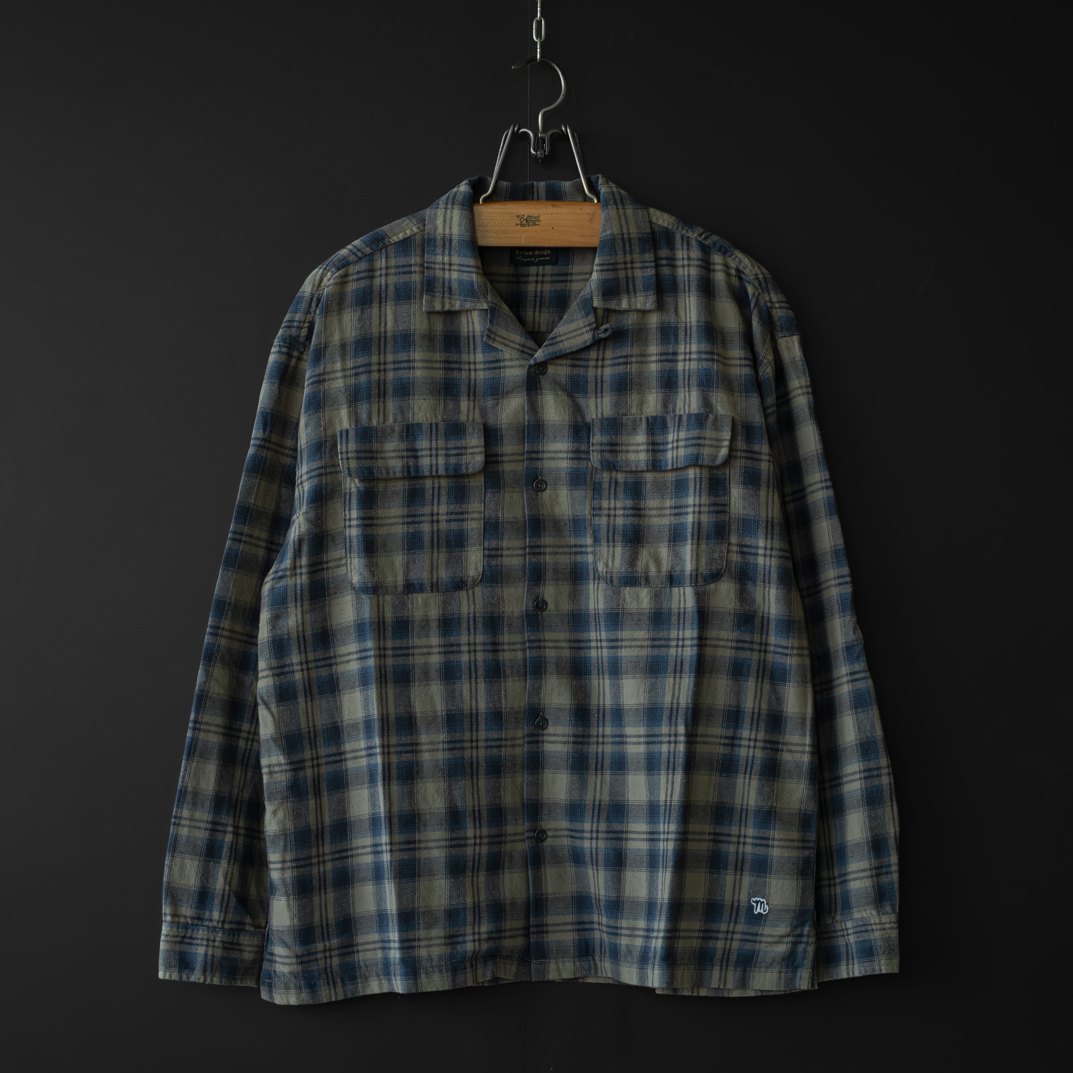 modem design】 check open collar shirt | dros dro