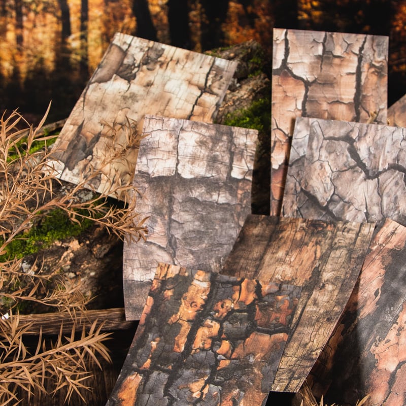 E29 素材紙 30枚入 アンティーク調 レトロ 森 木 レンガ 山 自然 森林