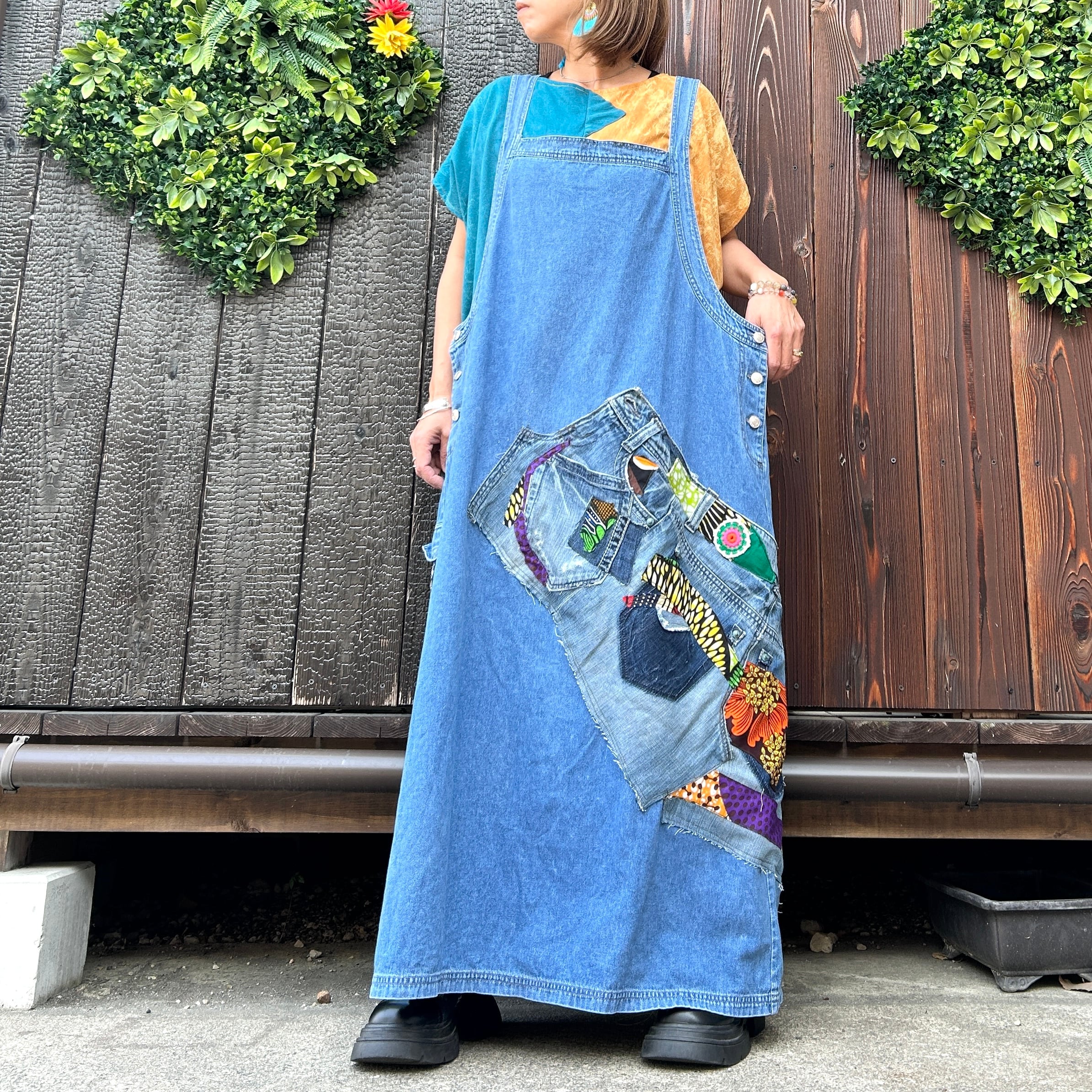 リメイクデニムサロペットスカート | アジアン雑貨ルチュ