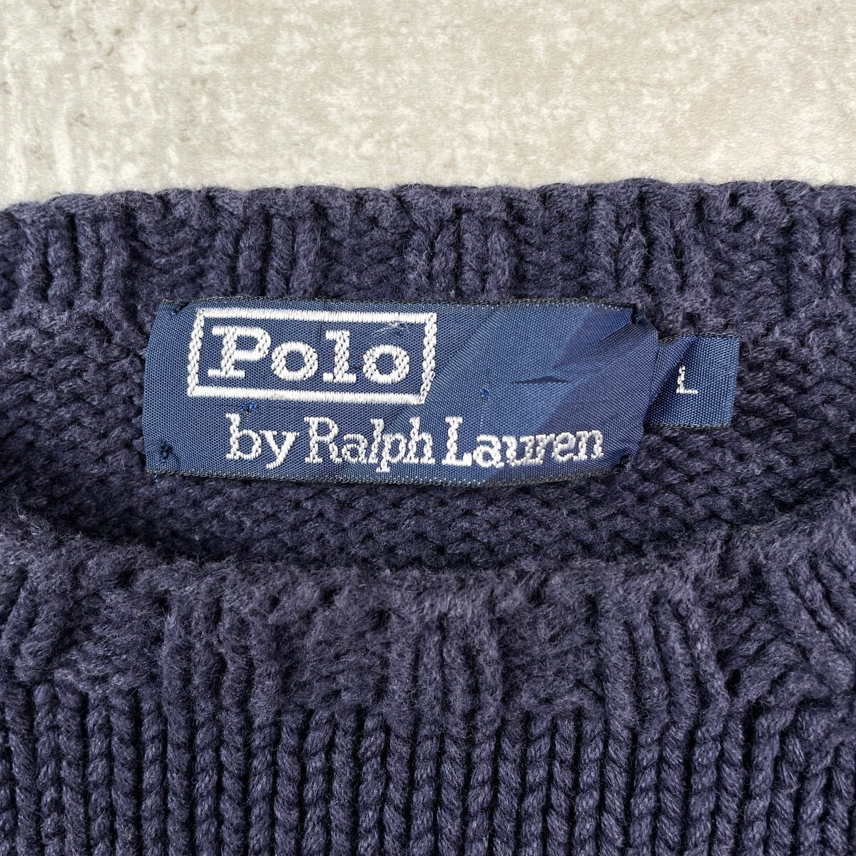 ヴィンテージ ポロラルフローレン　国旗柄　セーター　ネイビー　L ポロ ラルフローレン リネン シルク混 フラッグセーター L ネイビー
