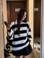 【新作5%OFF・3日間】Stripe Over-fit Knit_3colors