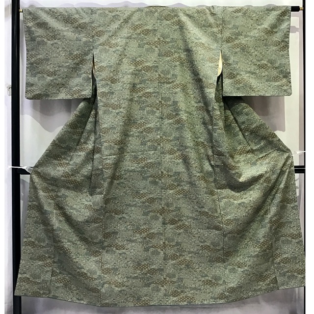 正絹・小紋・薄緑地・着物・No.200701-0742・梱包サイズ60