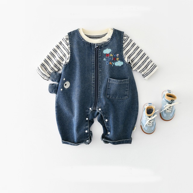 【BABY&KID】デニムクマオールインワン