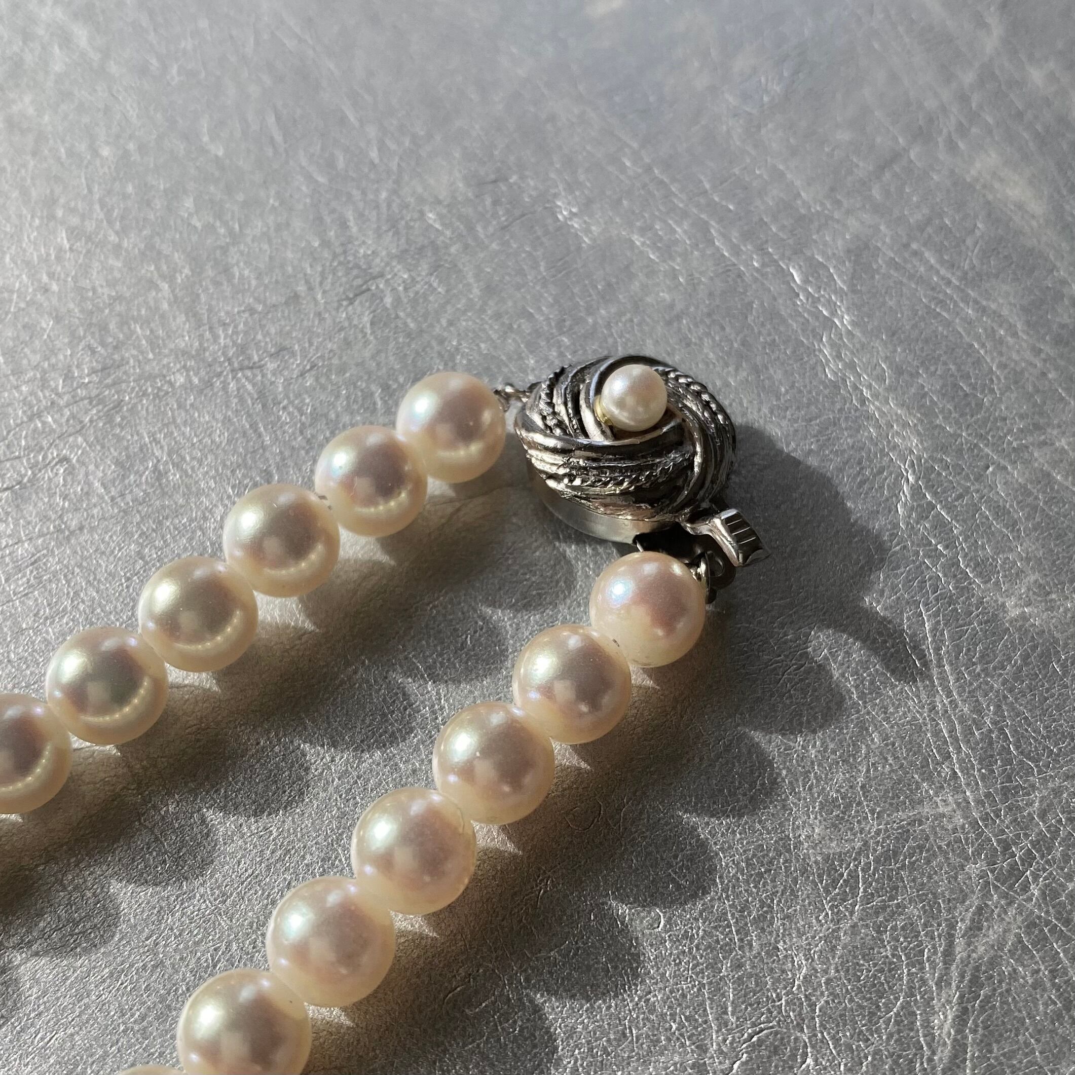 Vintage 80s retro silver 925 white pearl classical necklace レトロ ...