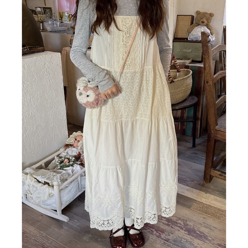 レースアップデザインフレアーAラインキャミソールワンピース 1011