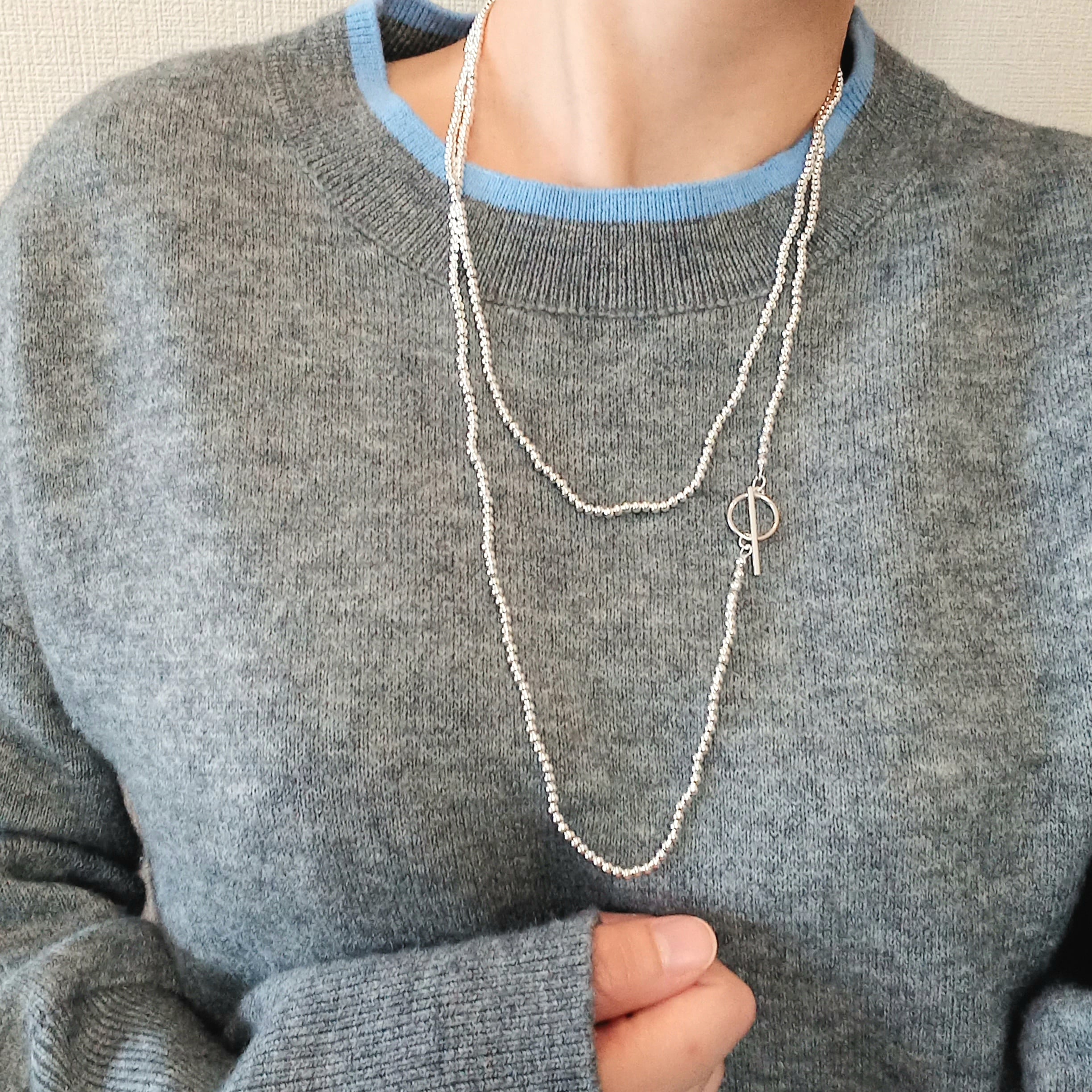 ナバホパールスタイル EXロング(120cm)・ボールチェーンネックレス