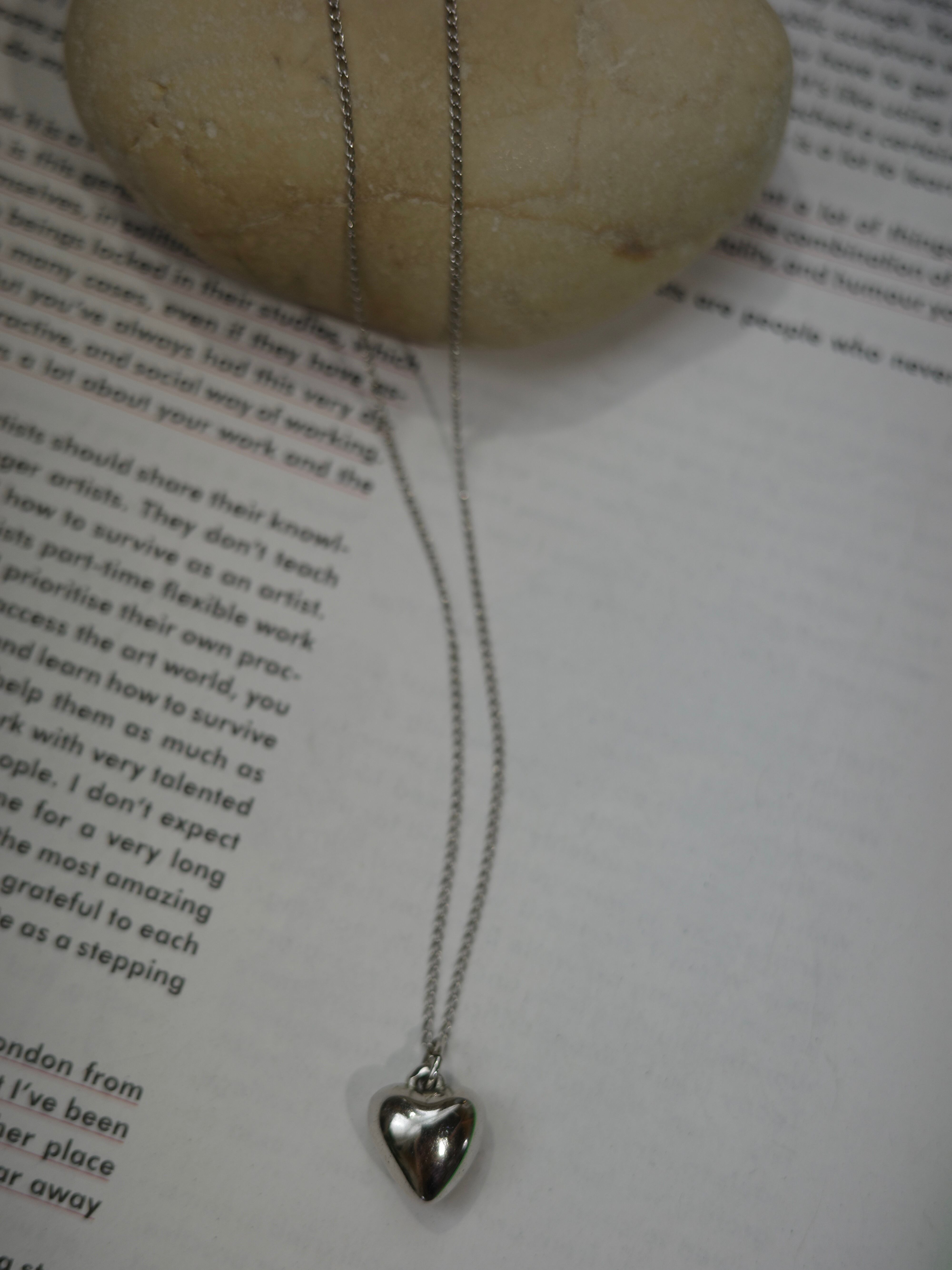 <vintage silver925>puffy heart necklace