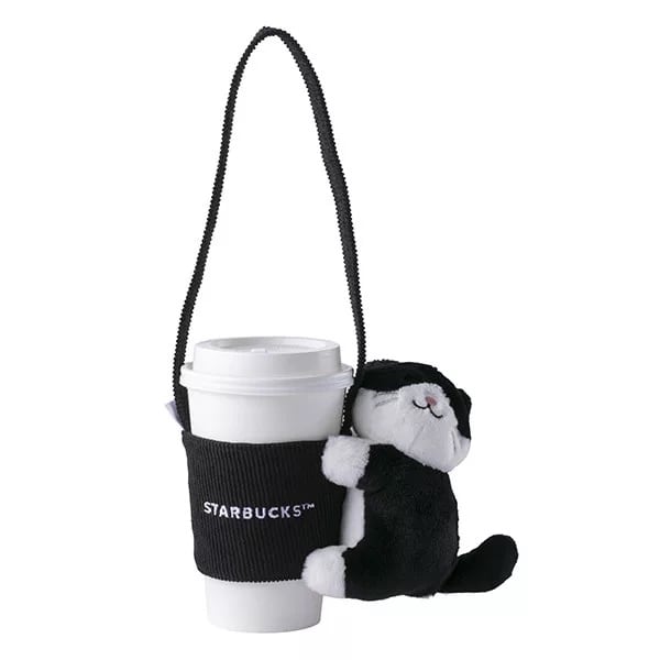 台湾スターバックス】抱きつき黒ブチ猫のドリンクホルダー | 台湾雑貨商店
