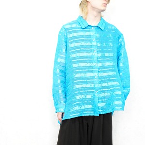 USA VINTAGE DRAPER'S&DAMON'S BORDER PATTERNED DESIGN SHEER SHIRT/アメリカ古着ボーダー柄デザインシアーシャツ