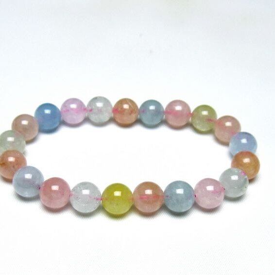 ミックスカラーベリル ブレスレット 10mm 一点物 メール便可 [M便 1/10] 111-48929