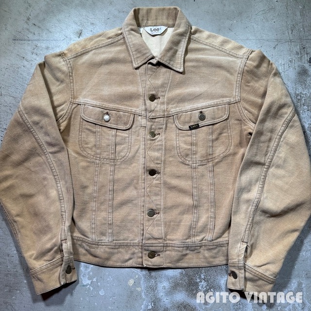 70's Lee RIDERS リーライダース 220 シャモアクロスジャケット モールスキン ベージュ 101-J型 ユニオンチケット 40~42相当 USA製 希少 ヴィンテージ BA-2922 RM3343H
