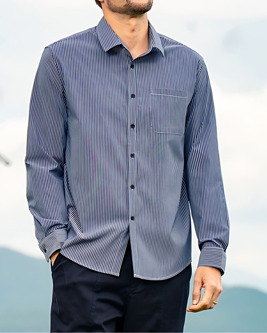 カジュアル ストライプシャツ 5色 E0141