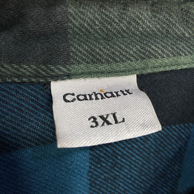 Carhartt クレイジーパターンコットンネルシャツ　グリーン　ブルー　3XL