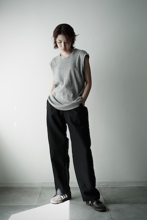 Suvin Cotton Rib / French Sleeve Tee (MIX GREY)