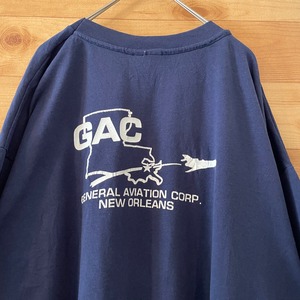 【Hanes】90s USA製 航空 飛行機 企業Tシャツ ワンポイント バッグプリント Tシャツ US古着