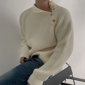 ハーフタートルボタンルーズニット　MT0080326