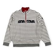 SINA COVA シナコバ BIGロゴ入り ボーダー ハーフジップ スウェット トレーナー キングサイズ K /ホワイト×グレー