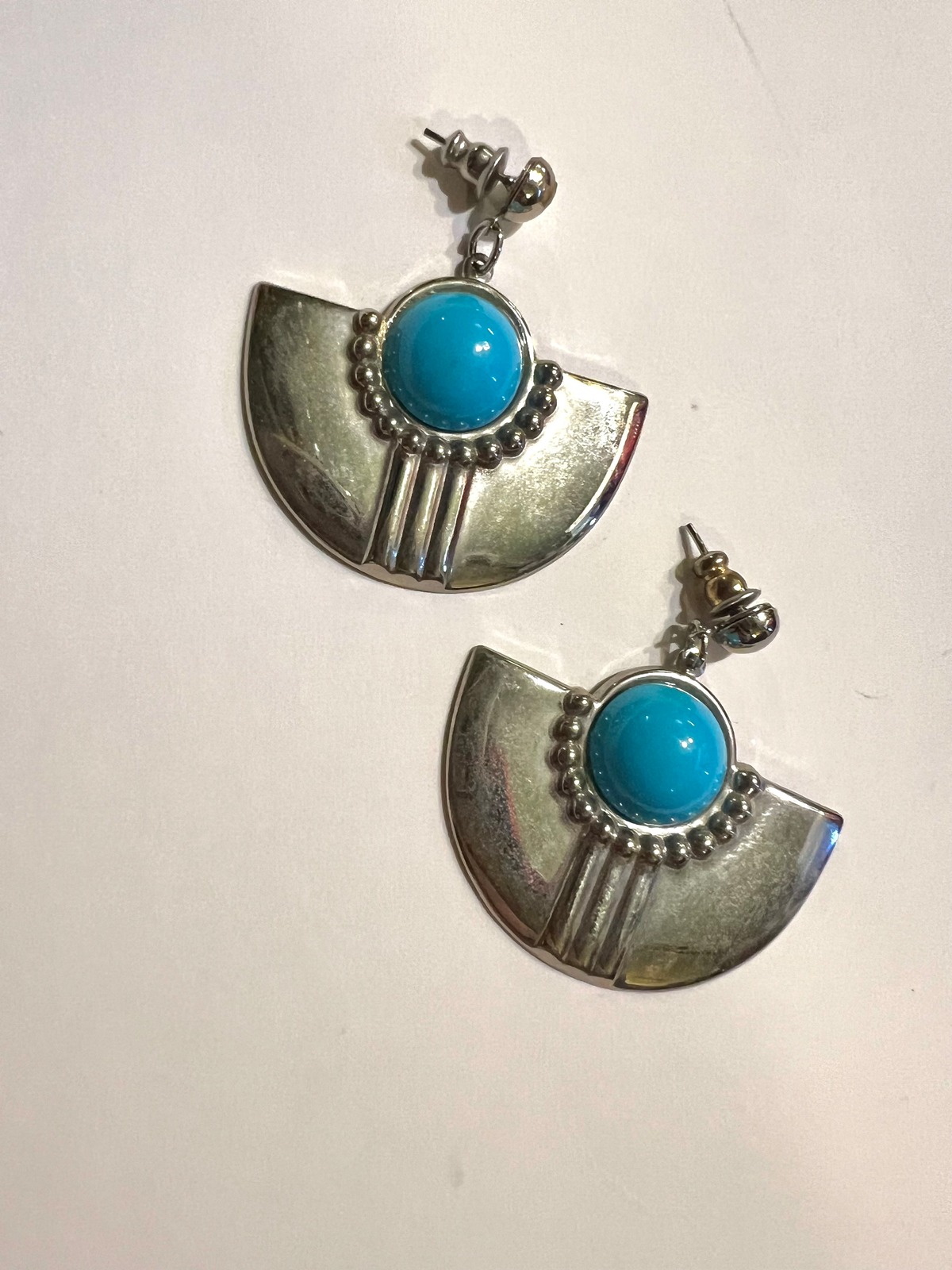 Vintage silver × turquoise pierced earrings ( ヴィンテージ 
