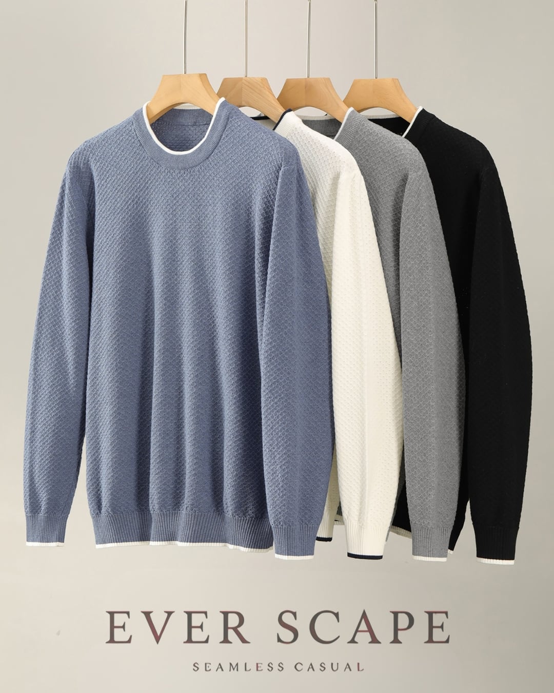 クルーネック レイヤード風ニット 4色 A0084