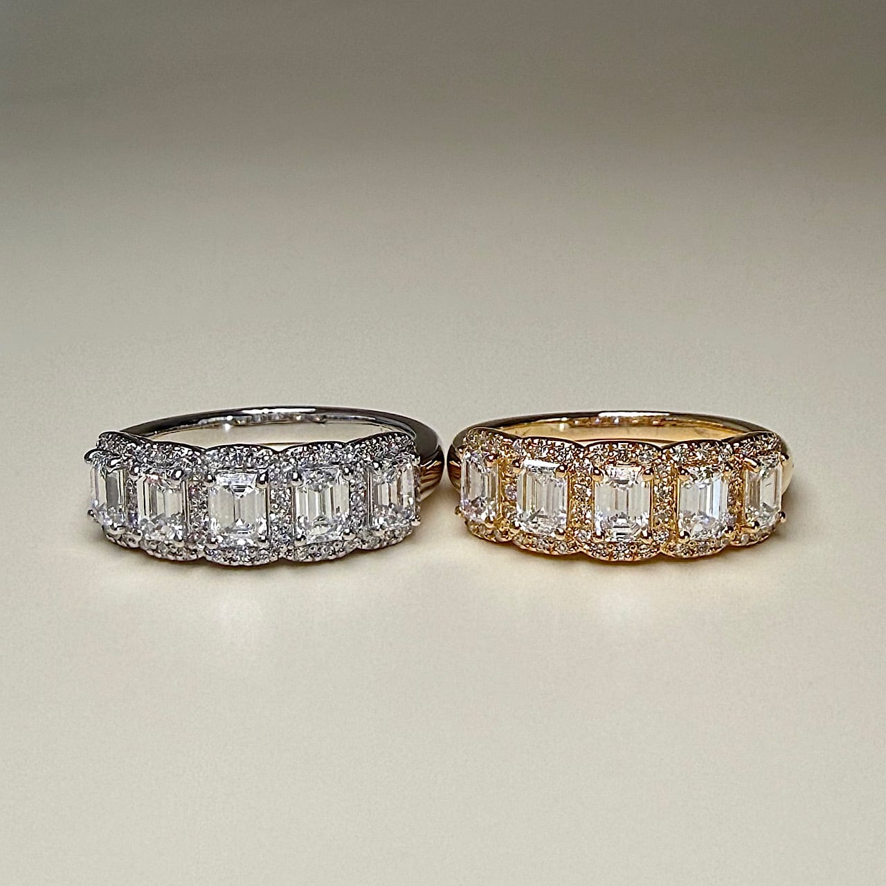エメラルドカット ダイヤモンドデザインリング MM 1.00ct K18イエロー