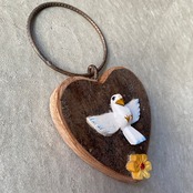 フォークアート OA 壁掛け アイアン 幸せを運ぶ白い鳩 &イエローフラワー