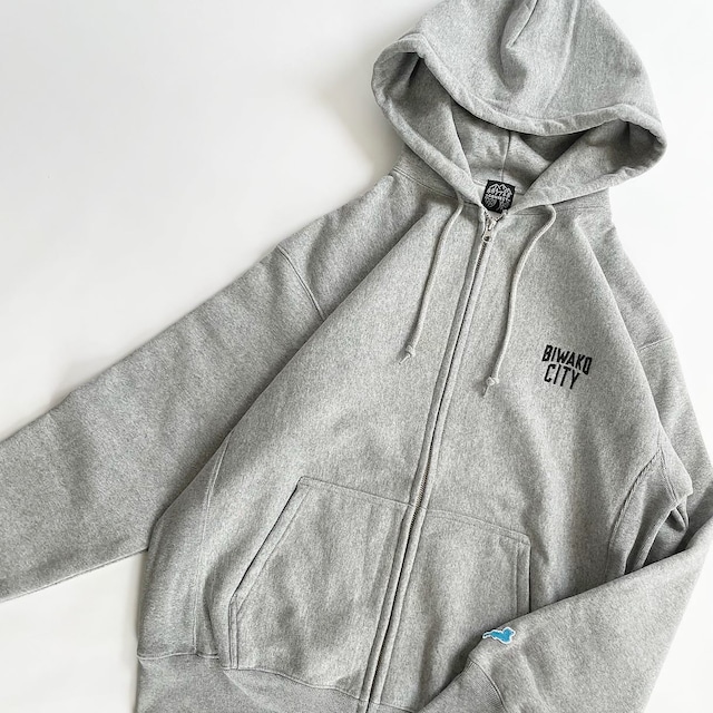 BIWAKO CITY / EMBROIDERY LOGO SWEAT ZIP HOODIE