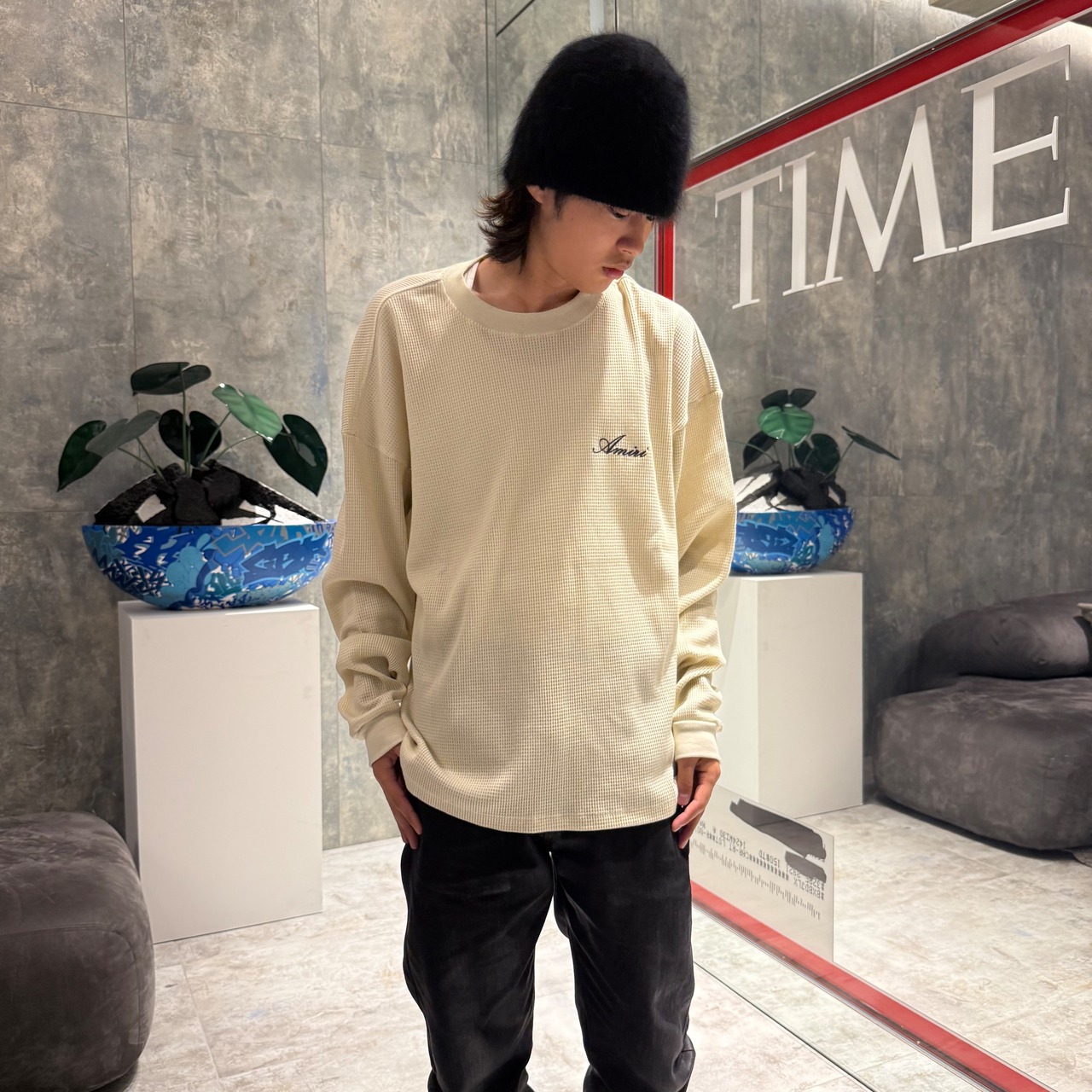 【AMIRI】SMOKING WOLF OS WAFFLE CREW - 16