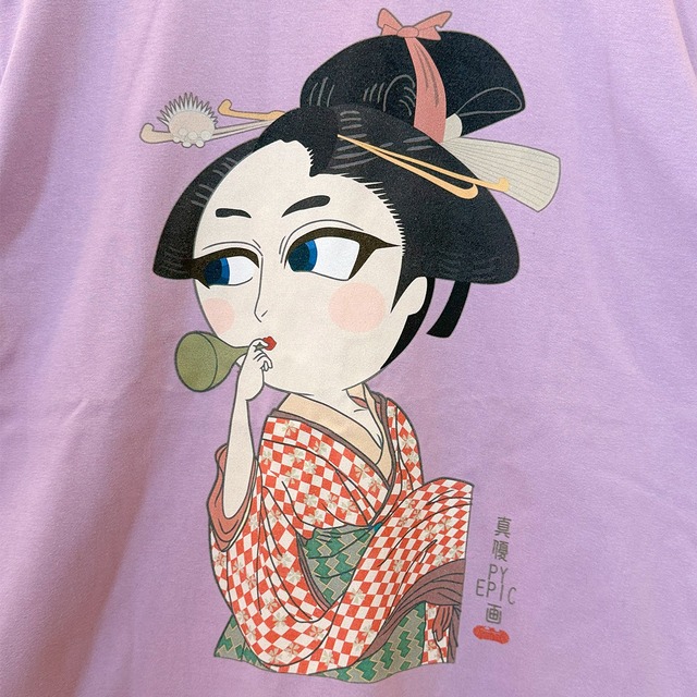 Tシャツ -ビードロを吹く女-（LIGHT PURPLE）