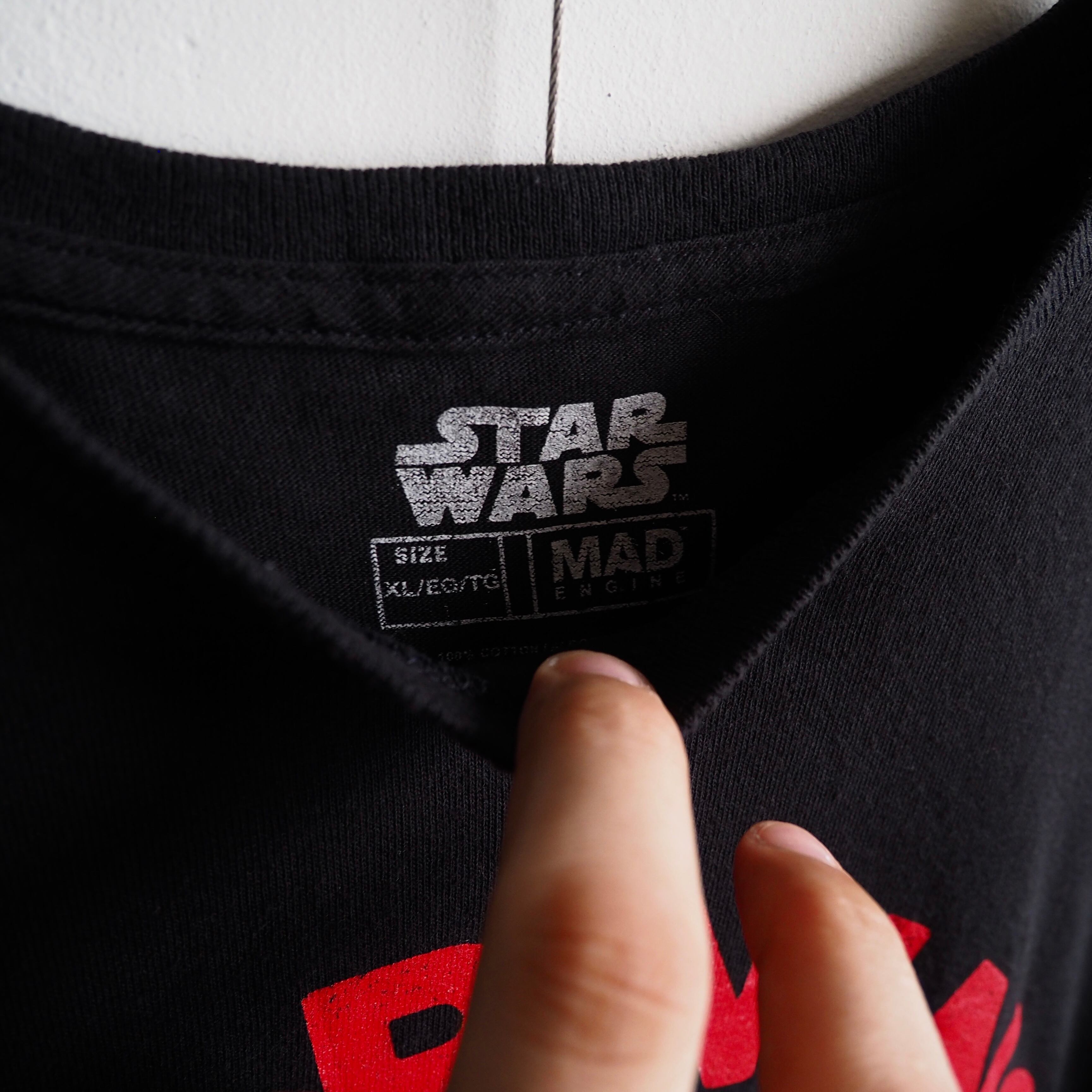 ” STARWARS ” ” Warning!Darth Vader ” printed Black loose Tee