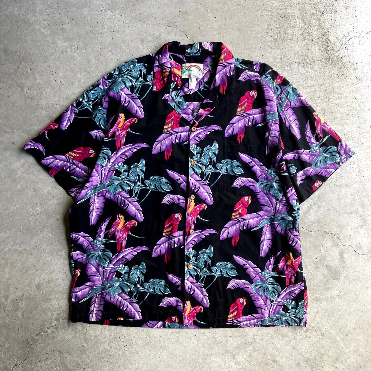 ビッグサイズ ハワイ製 PARADISE FOUND 半袖 コットン アロハシャツ 