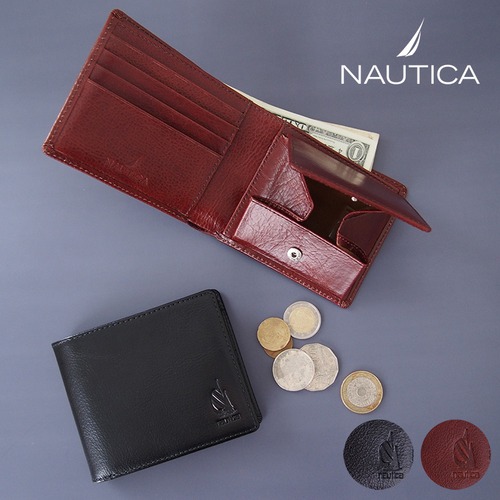 NAUTICA  ノーティカ 財布 ：  オーセンティックシリーズ ナチュラルなレザーの二つ折り財布。4NT0031