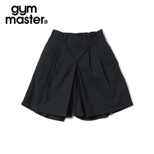 gym master ジムマスター ピグメントコットンナイロン ツータック フレア ハイウエスト スカートライクショーツ レディース G733793 ブラック